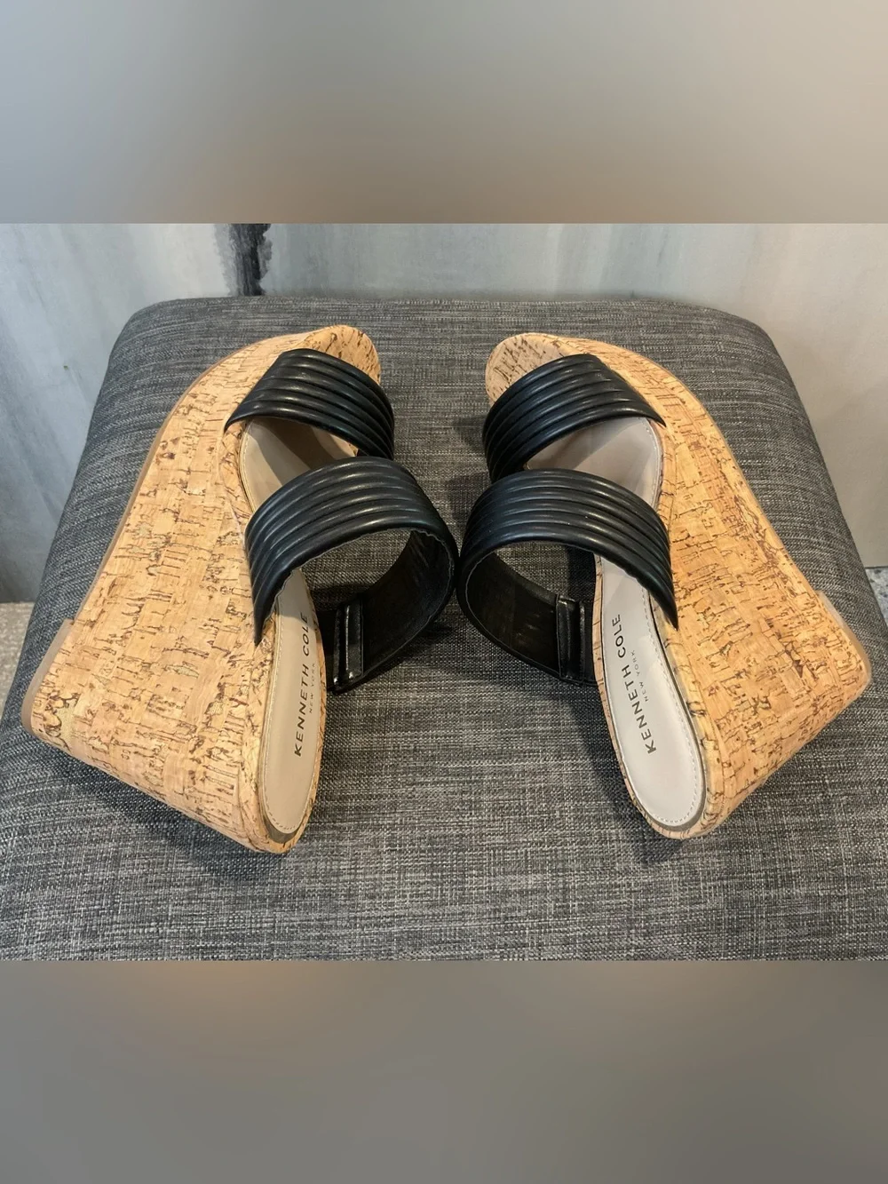 Kenneth Cole New York Cailyn Cork Wedge Sandal in Black - Size 8 (NIB)